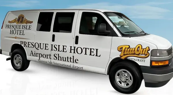 Presque Isle Hotel airport shuttle van serving Presque Isle International Airport