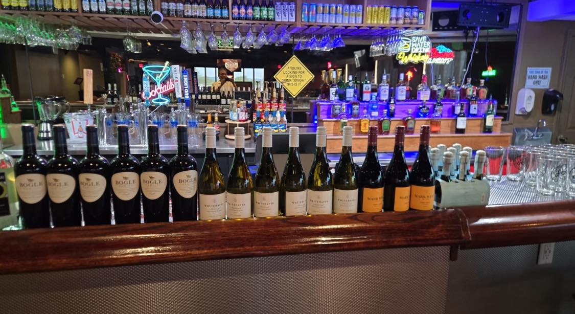 Full wine and spirits bar at TimeOut